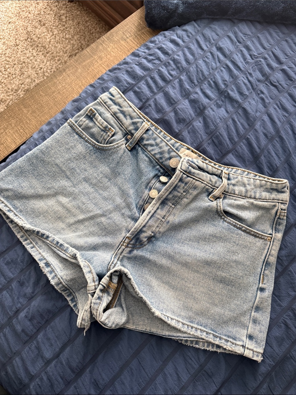 PacSun Light Wash High-Rise Denim Button-Fly Shorts
